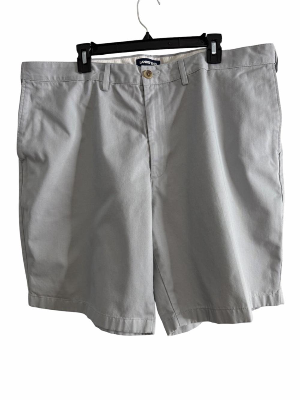 Lands' End Men's Light Gray Flat-Front Chino Shorts - Picture 2 of 7